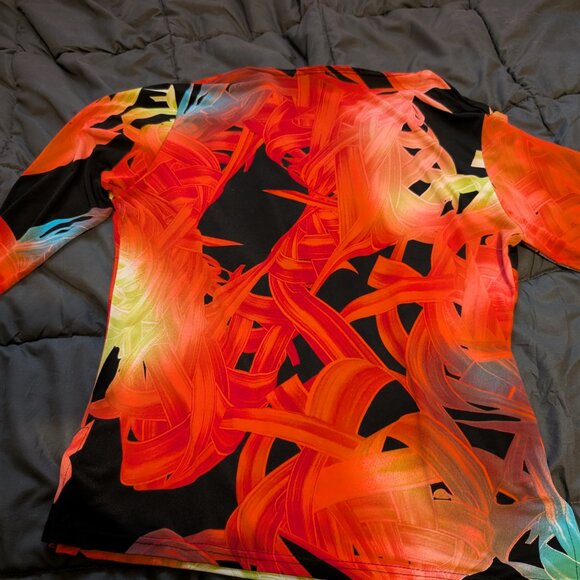 Valentina Signa Abstract 3/4 Long Sleeve Pull Over Stretchy Blouse Shirt Medium - Picture 5 of 8